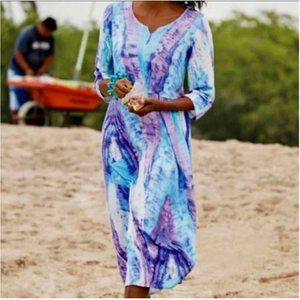 Soft Surroundings Painter's Palette Dress, Size XL - Violet Wash Women's